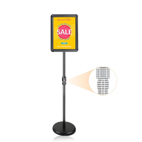 HOLDSIGN Sign Holder Floor Stand - 8.5 X 11 Inches Sign Stands for Display, Adjustable Sign Holder Stand, Vertical and Horizontal View, Pedestal Poster Sign Stand for Store, Business Show, Wedding（1 Pack）