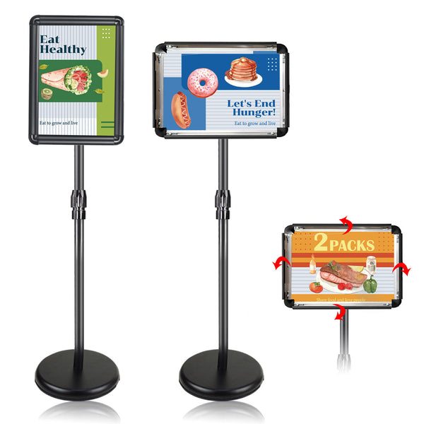 HOLDSIGN Sign Holder Floor Stand - 8.5 X 11 Inches Sign Stands for Display, Adjustable Sign Holder Stand, Vertical and Horizontal View, Pedestal Poster Sign Stand for Store, Business Show, Wedding（2 Pack）